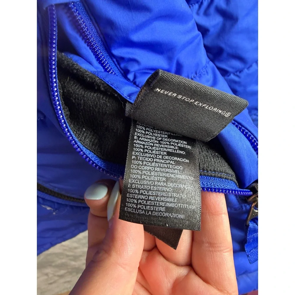 THE NORTH FACE Reversible Jacket Boys XL 18 20 Blue Black Sherpa Puffer